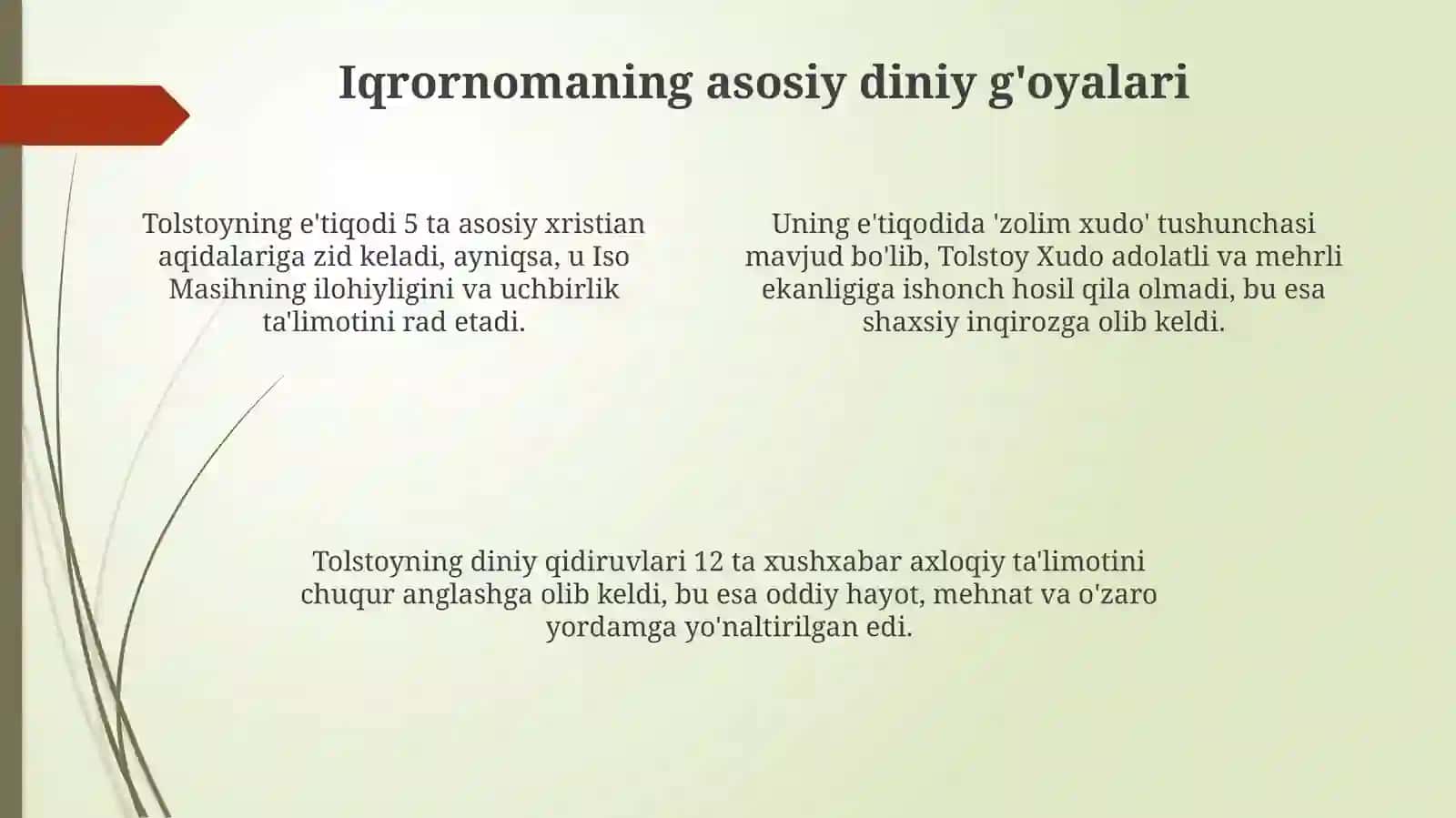 Lev Tolstoyning ʼʼIqrornomaʼʼ asaridagi diniy eʼtiqodlar 4