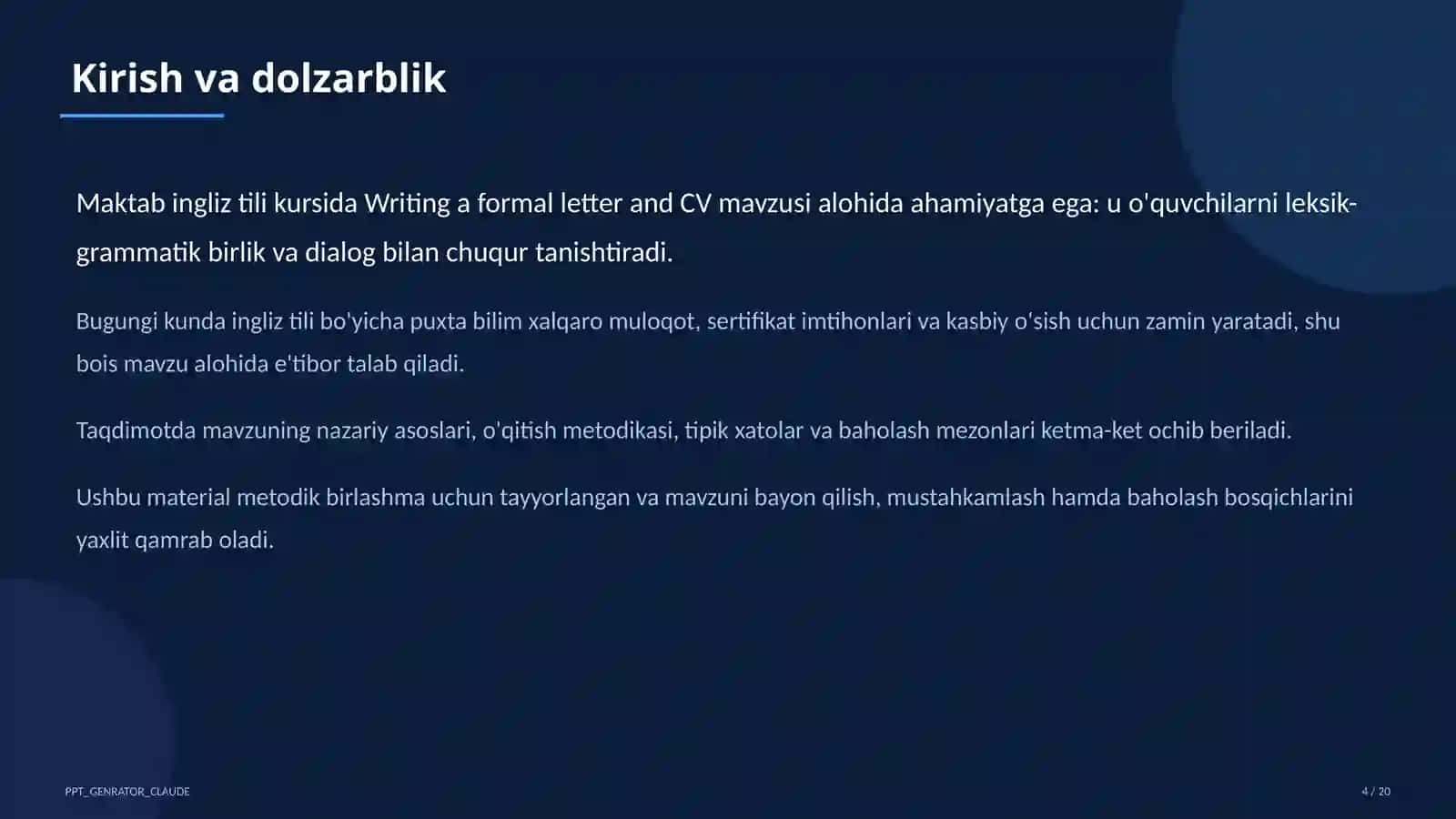 Formal Letter and CV Writing (Grade 10) 4