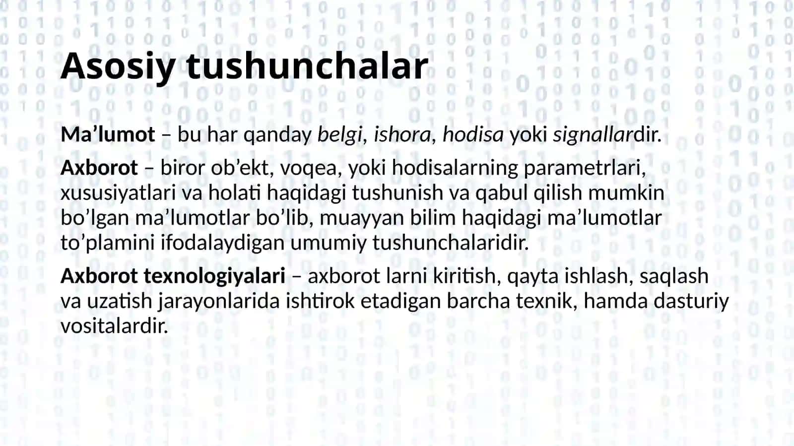 Ma’lumotlarni kodlash. Axborot jarayonlarining texnik va dasturiy ta’minoti 4