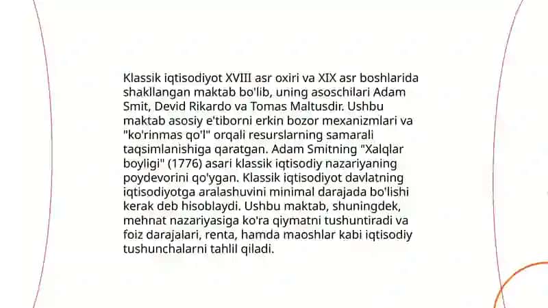 Classic iktisodiyot maktabining tola shakillanishi 4