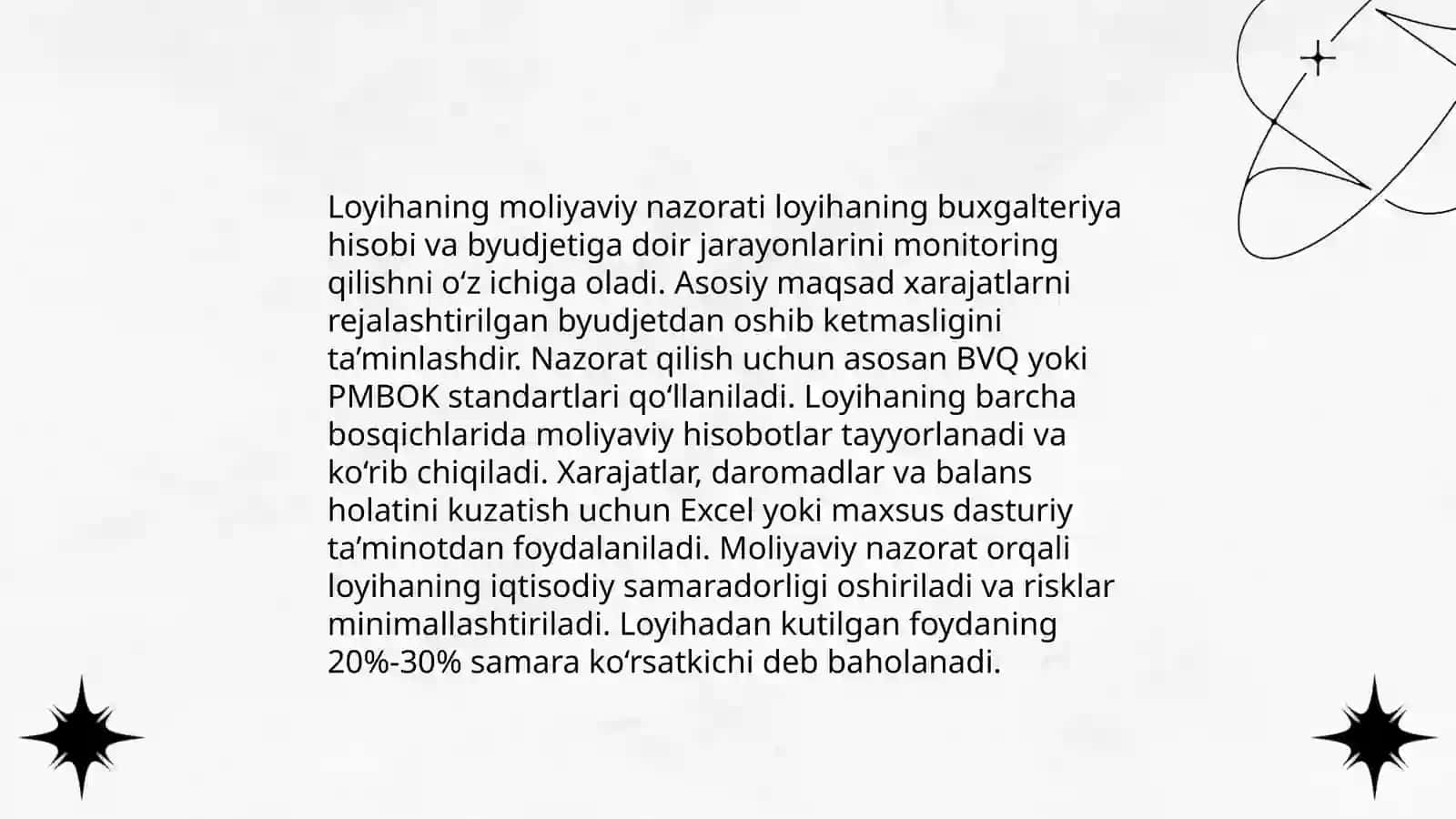 LOYIHA HARAJATLARINI BOSHQARISH 4