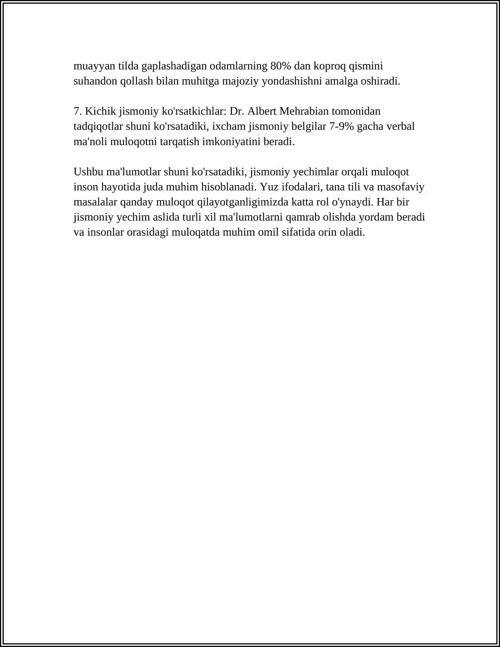 NON-VERBAL MEANS OF COMMUNICATION TASK 4