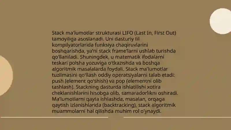 Stack maʼlumotlar tuzilmasi va uning metodlari 4