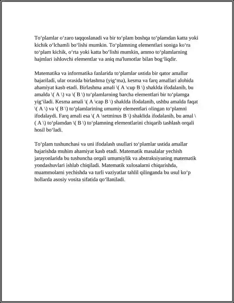 TOʻPLAMLAR USTIDA AMALLAR 4