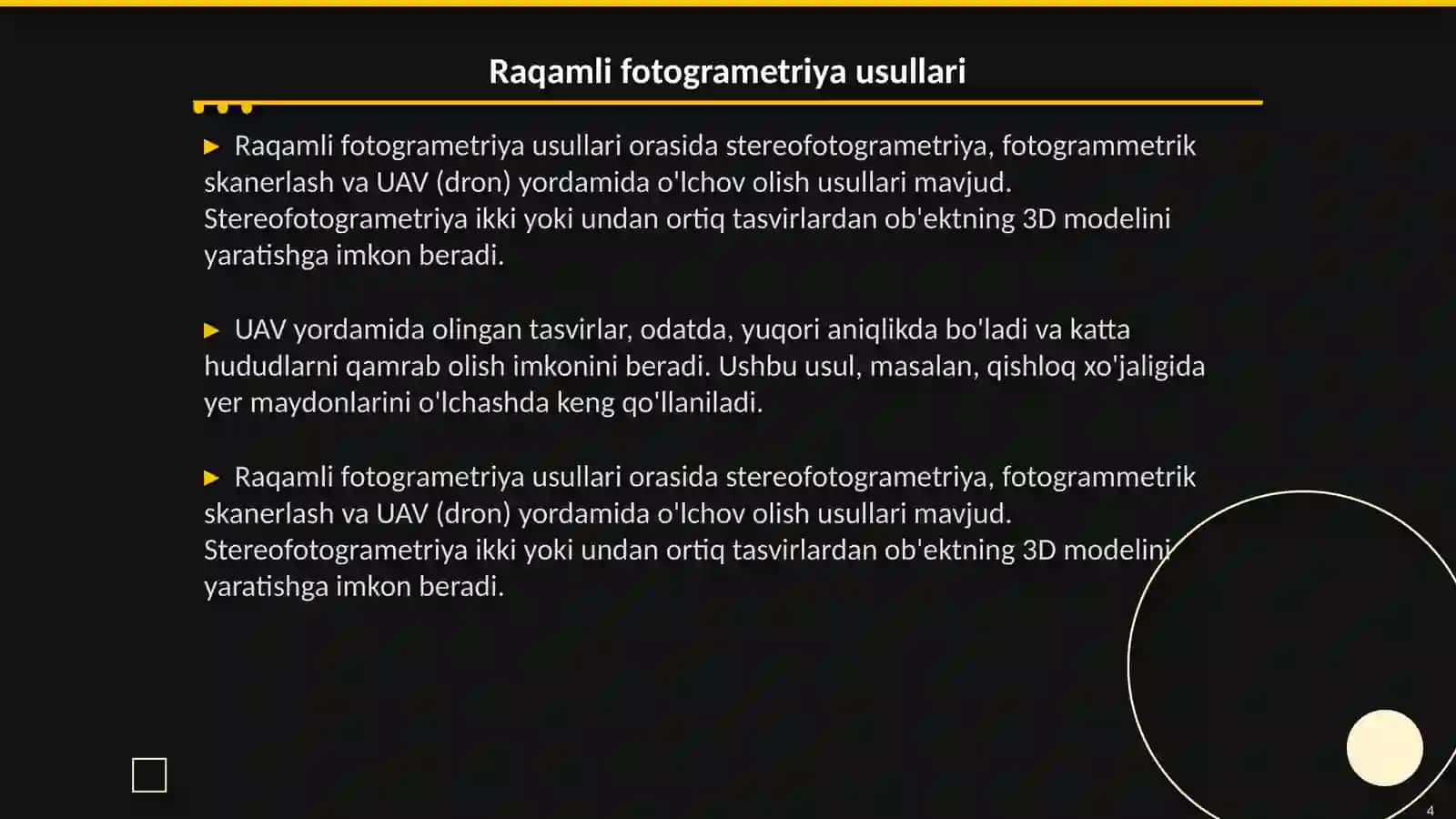Umumiy va raqamli fotogrametriya 4