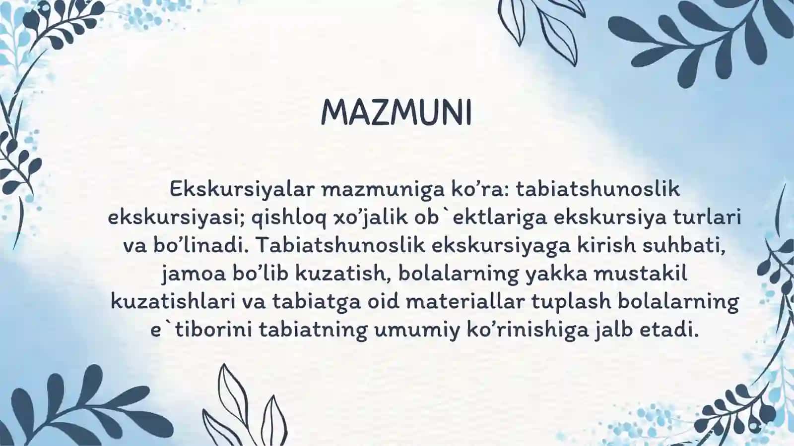 MTT yoshdagi bolalar uchun tabiatga ekskursiya tashkil qilish 4