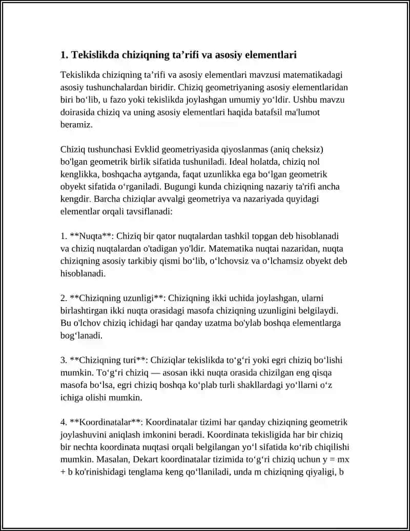 Tekislikda Chiziq 4
