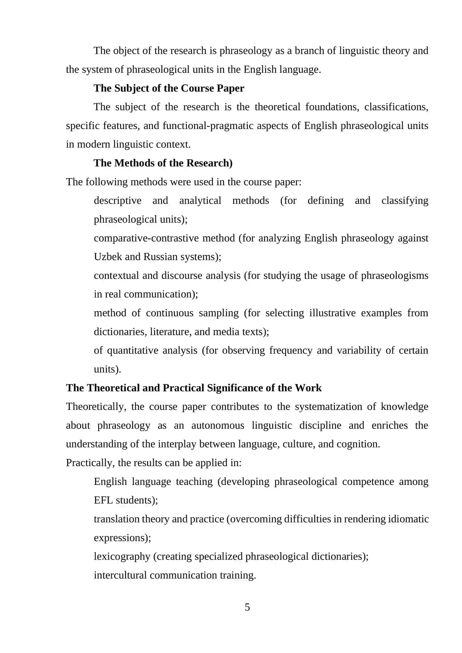 Phraseology as a Branch of Linguistic Theory in English language 4