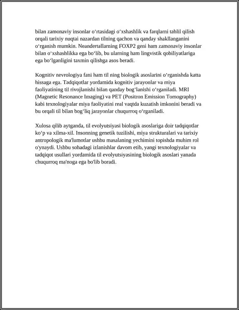 Tilshunoslik va biologiya: til evolyutsiyasining biologik asoslari 4
