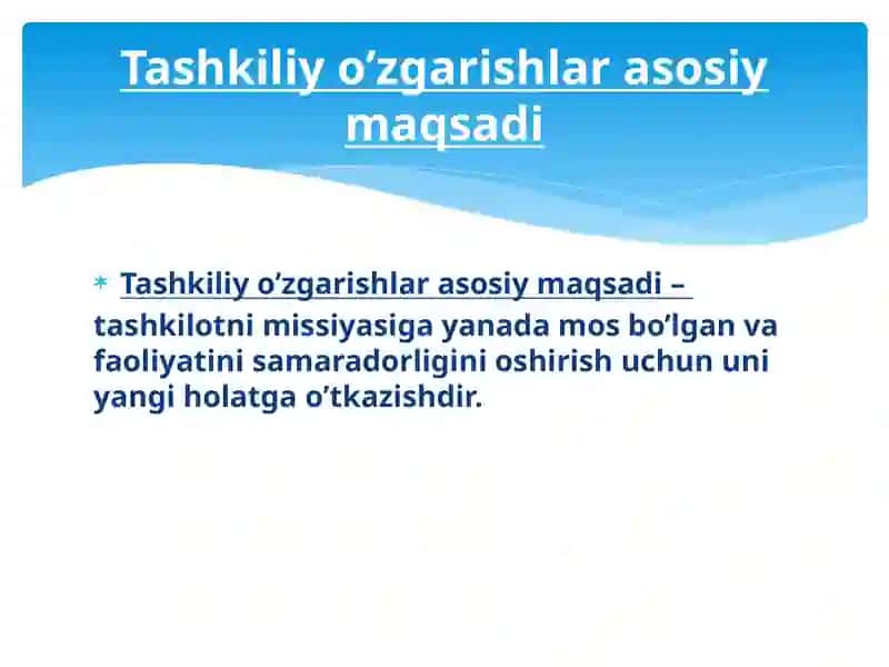TASHKILOTLARDA O‘ZGARISHLAR VA INNOVATSIYALARNI BOSHQARISH 4