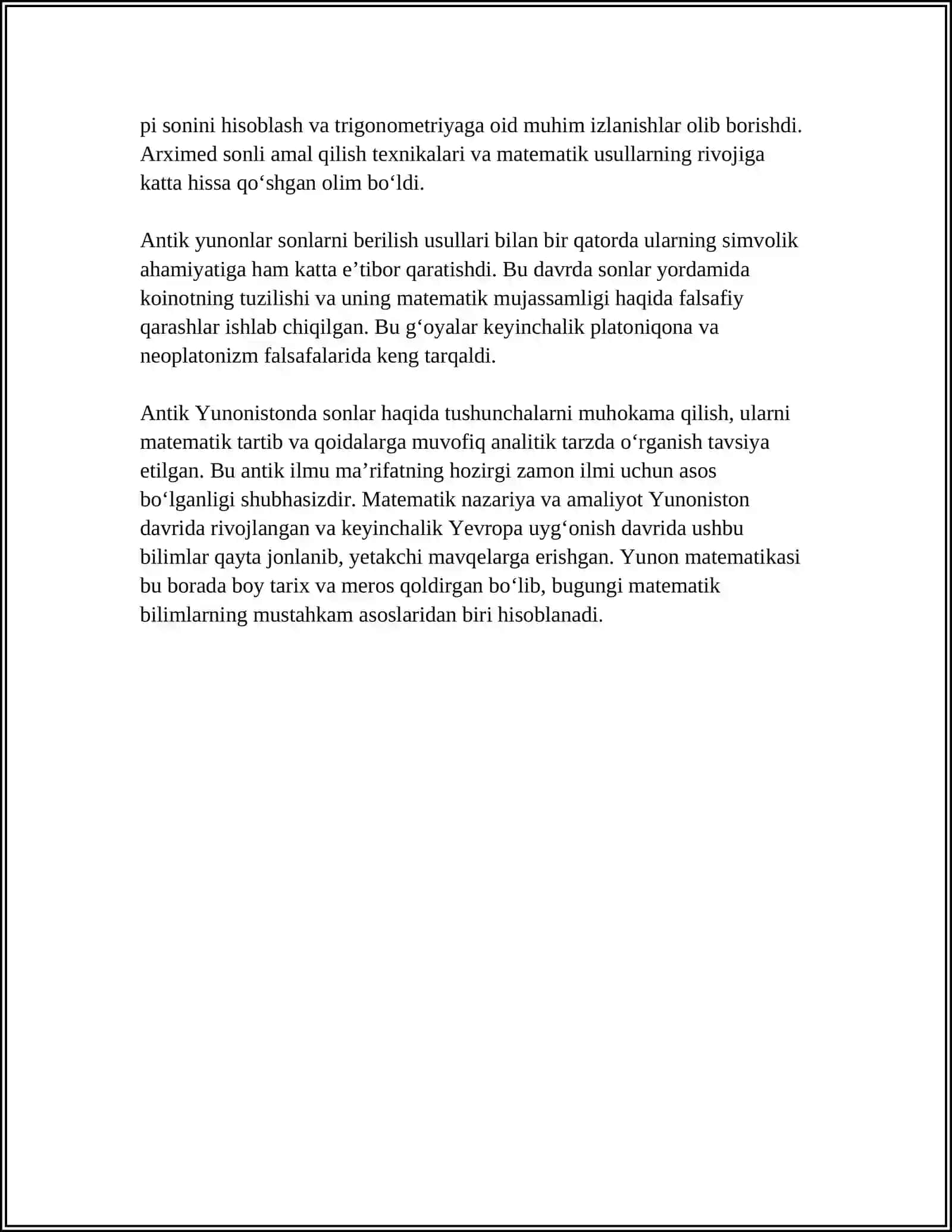 ANTIK YUNONISTONDA "SONLAR" VA "MATEMATIK IJOD" 4