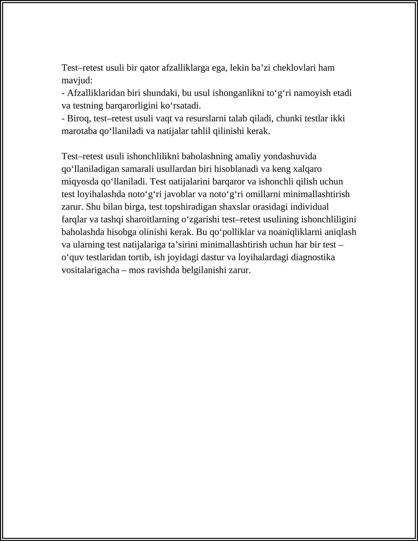 METODIKA ISHONCHLILIGINI TEKSHIRISH 4