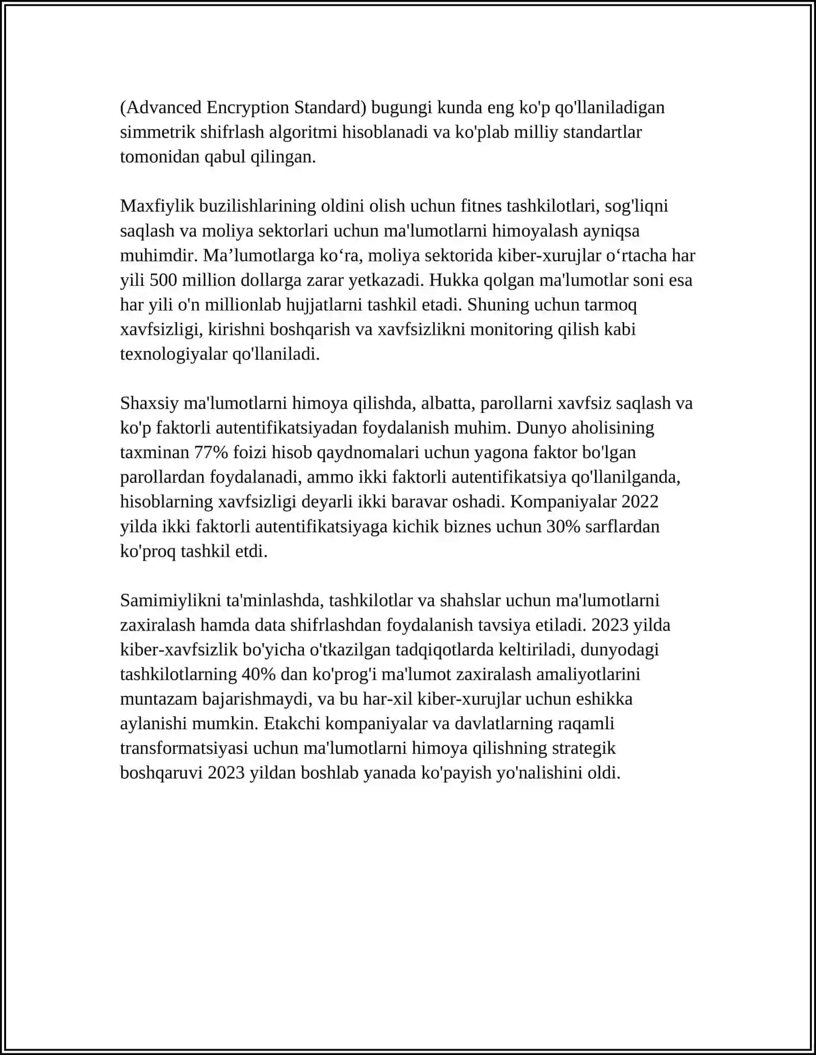 KASBIY SIRLARNI SAQLASH.HAQQONIYLIK KONFIDENSIYALIK 4