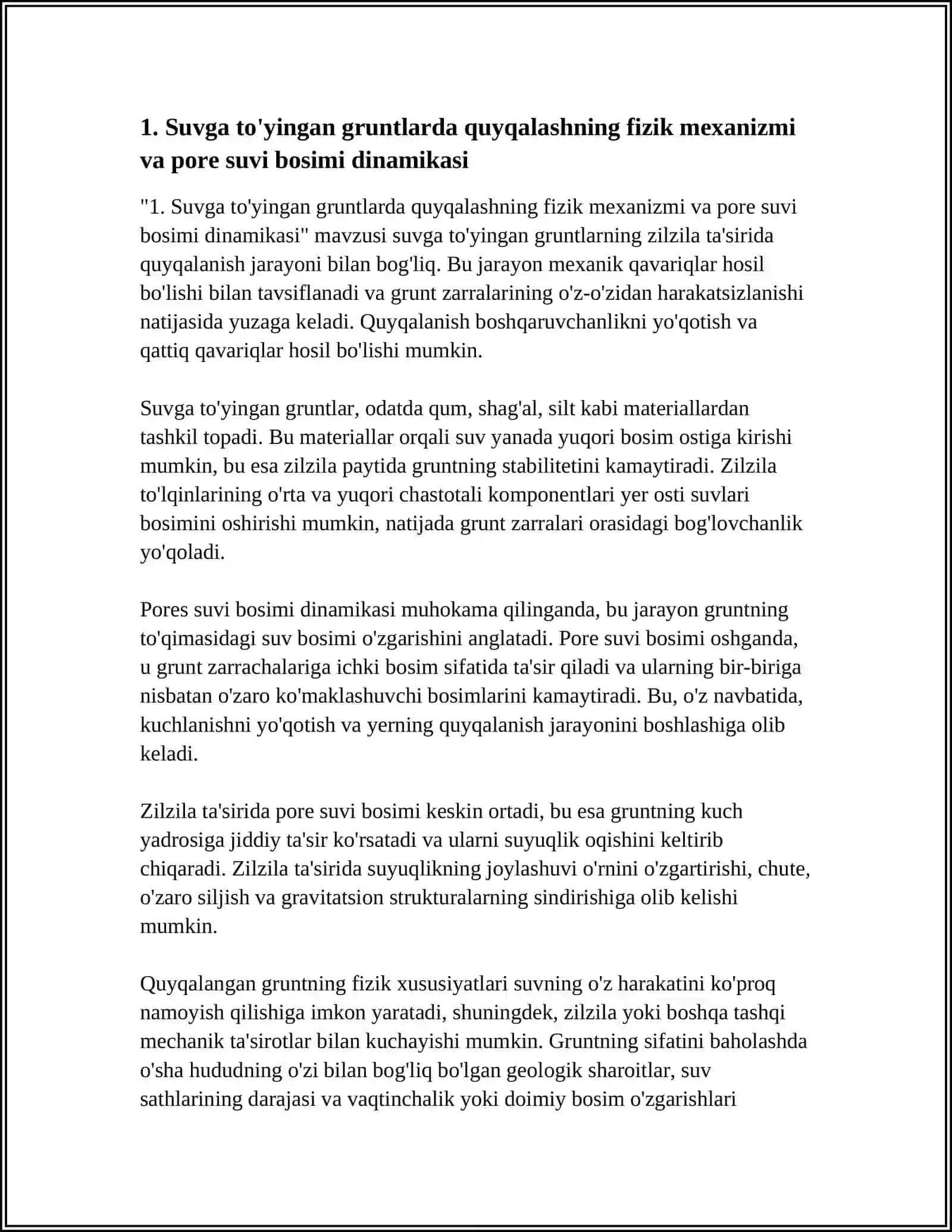 SUVGA TO'YINGAN GRUNTLARNING ZILZILA TA'SIRIDA QUYQALANISH 4