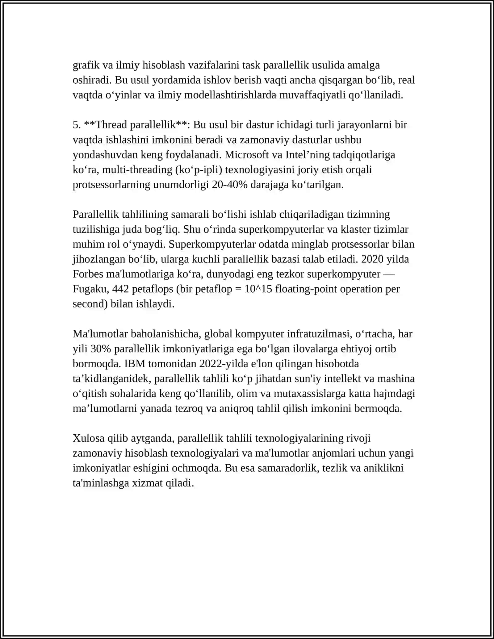 PARALLEL ULANGAN ELEMENTLARNING ISHONCHLILIGINI HISOBLASH 4
