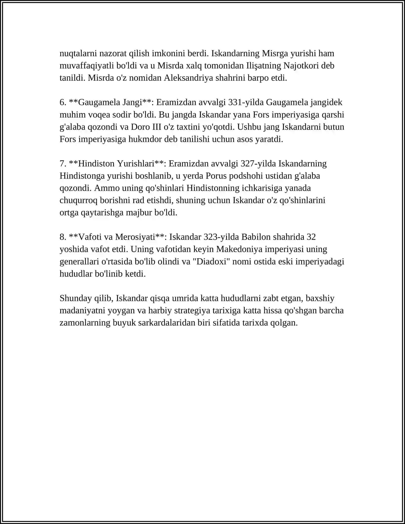 "SADDI ISKANDARIY" DOSTONINING BOBLAR BOʻYICHA TAVSIFI 4