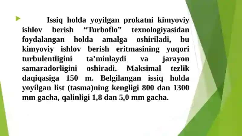 Ma’ruza.Listlimetallargaissiqxolatda kimyoviy ishlov berish 4