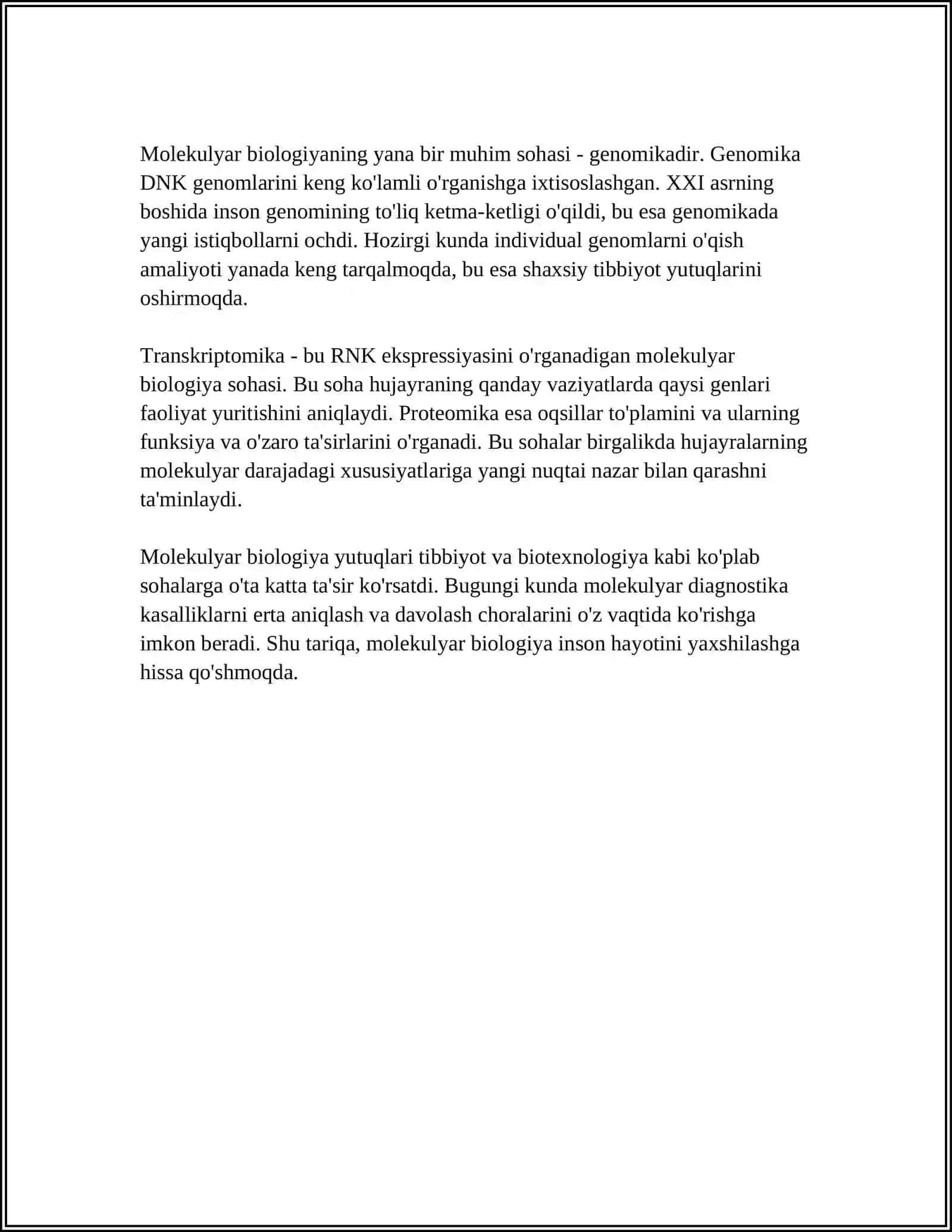 HAYOTNING MOLEKULYAR DARAJASI 4