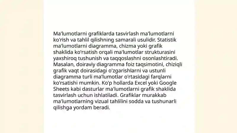 Excelda maʼlumotlarni grafik va diagrammalar oorqali taqdim qilish 4