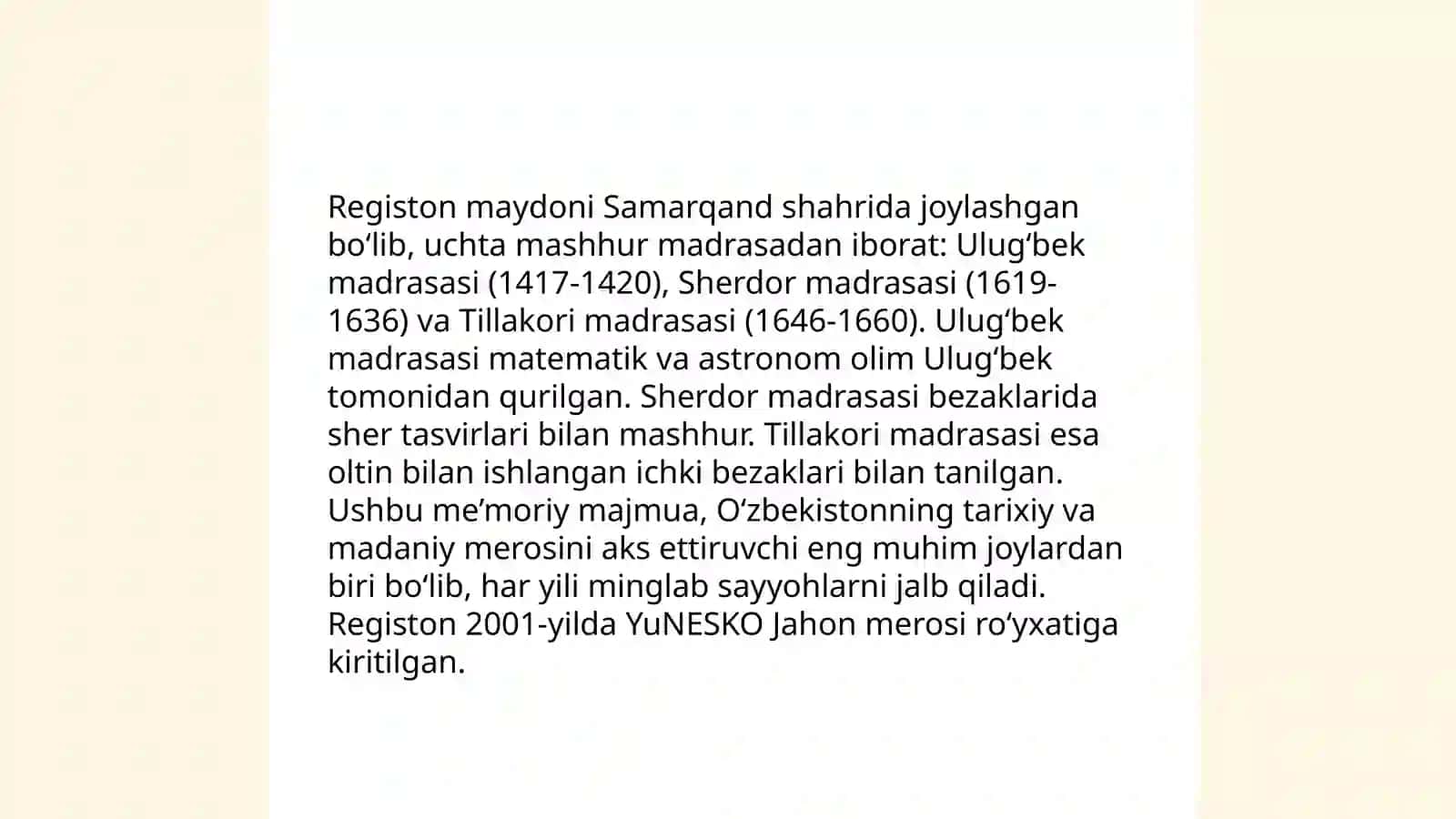 Oʻzbekistonning turistik salohiyati 4