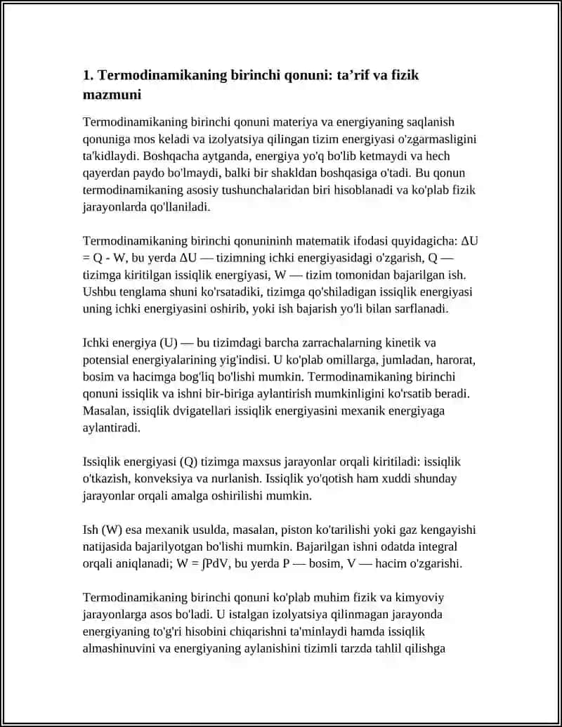 TERMODINAMIKANING BIRINCHI QONUNI 4