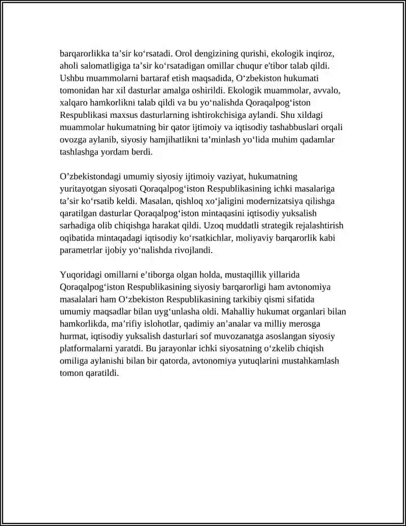 MUSTAQILLIK YILLARIDA QORAQALPOG'ISTON RESPUBLIKASI 4