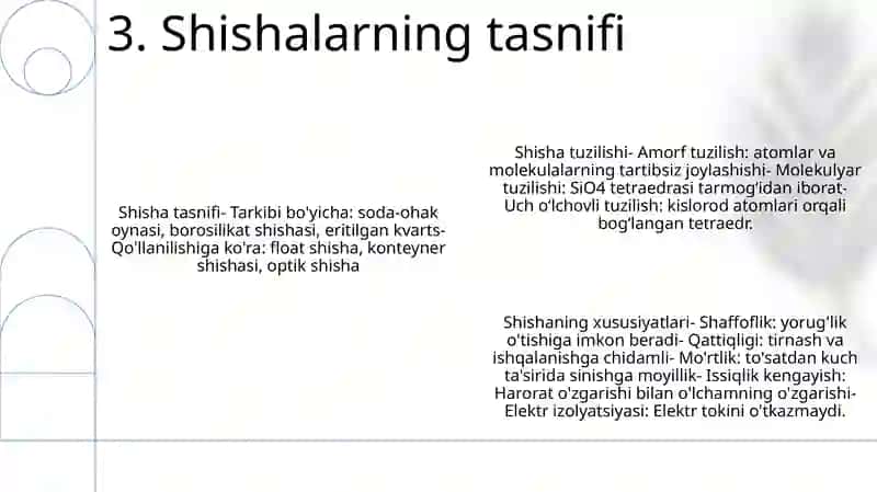 Shishaning Tuzilishi, Tarkibi, Xossalarini O‘Rganish 4