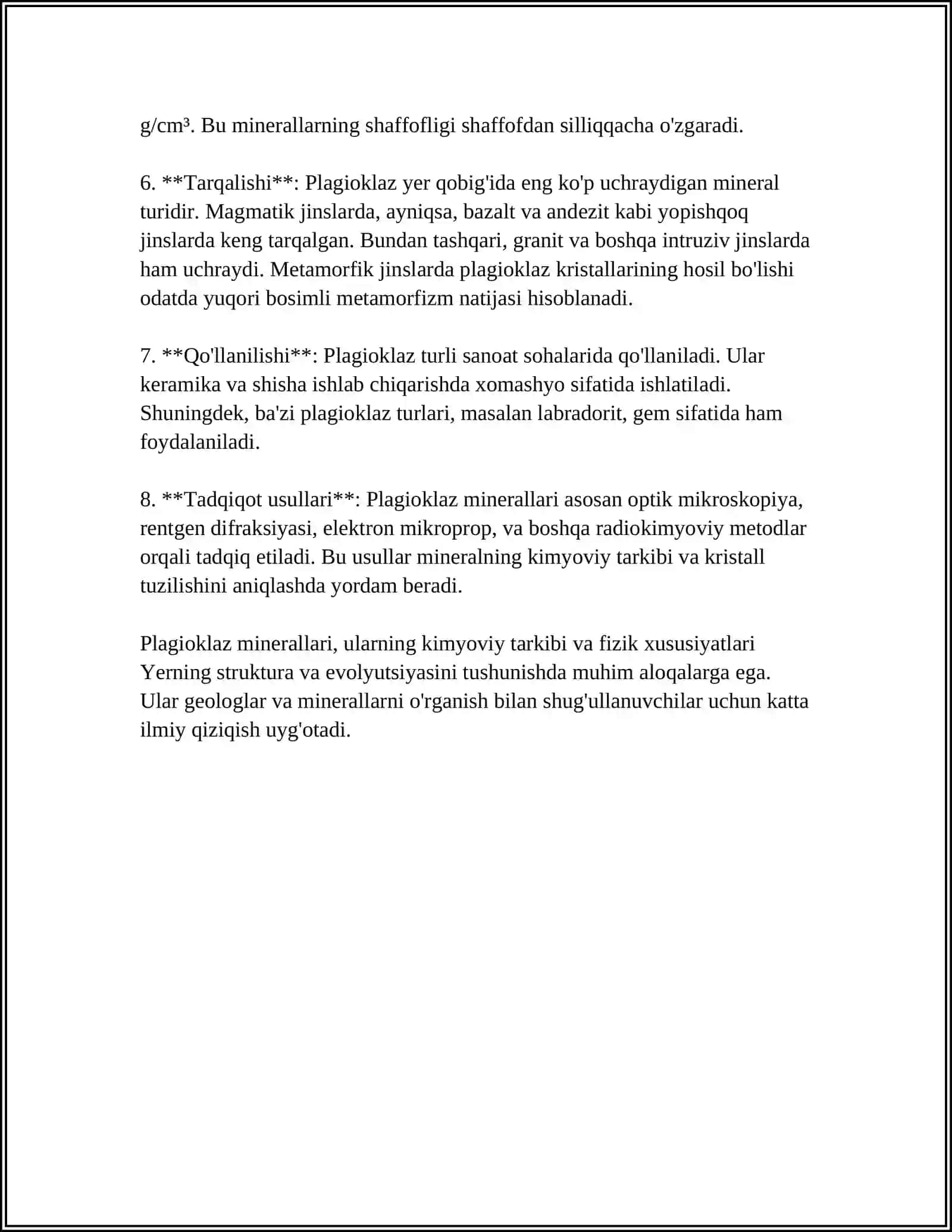 PLAGIOKLAZ MINERAL TURLARI VA TABIATDA UCHRASHI 4