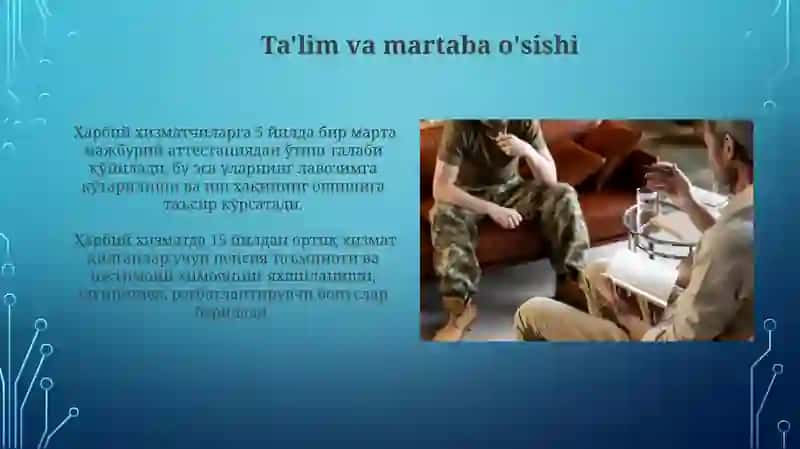 harbiy xizmatchilarning mehnat sharoitlari 4