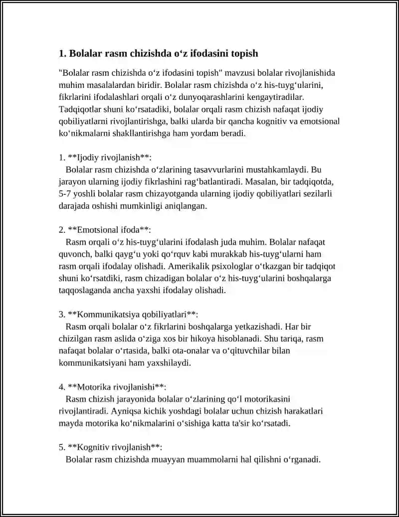 Bolalar Rasm Chizishda O‘z Ifodasini Topish 4