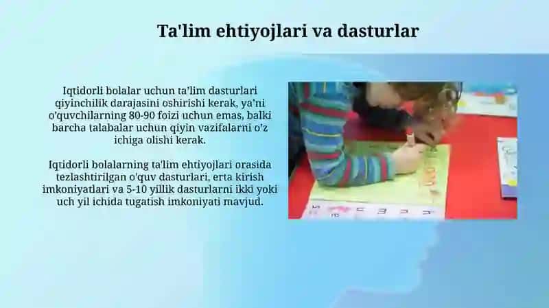 Iqtidorli bolalar: Ta'rif, ehtiyojlar va imkoniyatlar 4