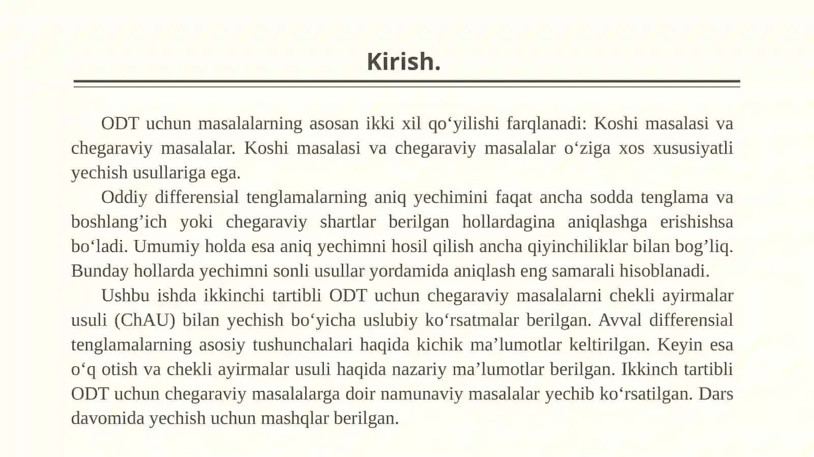 Oddiy differentsial tenglamalar 4