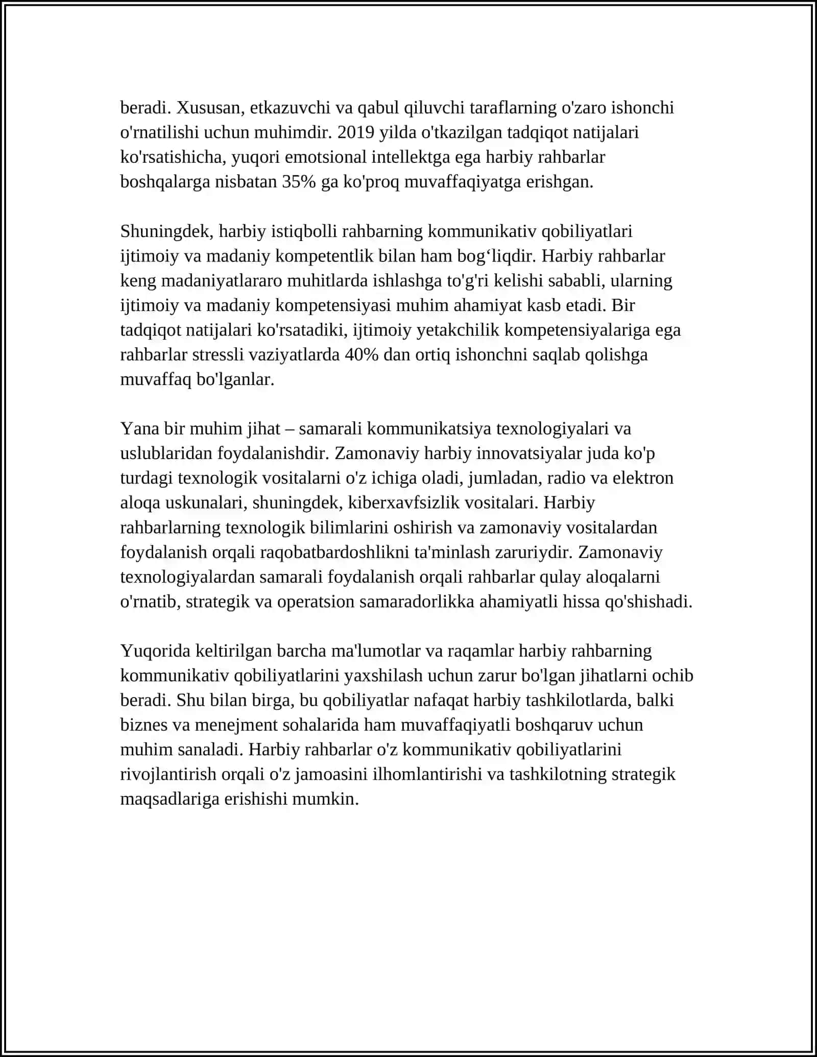 MUSTAQIL ISH Mavzu: HARBIY RAHBAR FAOLIYATIDA PEDAGOGIK QOBILYAT 4