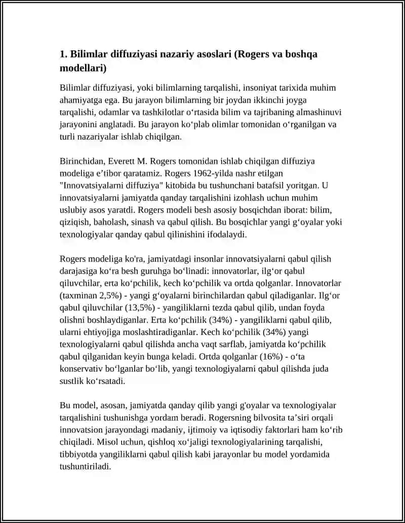 Bilimlar Diffuziyasi Referat 4