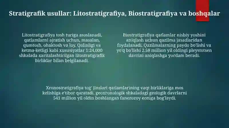 Stratigrafik ustuntuzish usullari 4