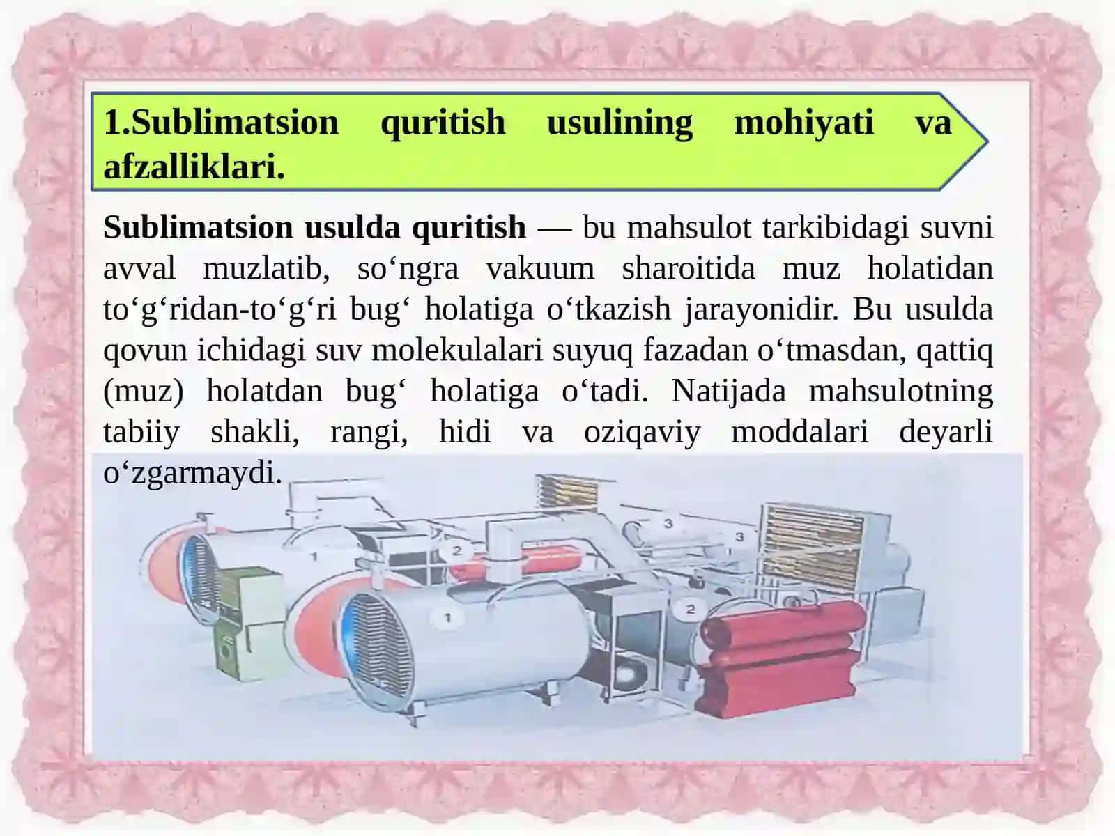 Qovunnisublimatsionusulda quritish texnologiyasi 4