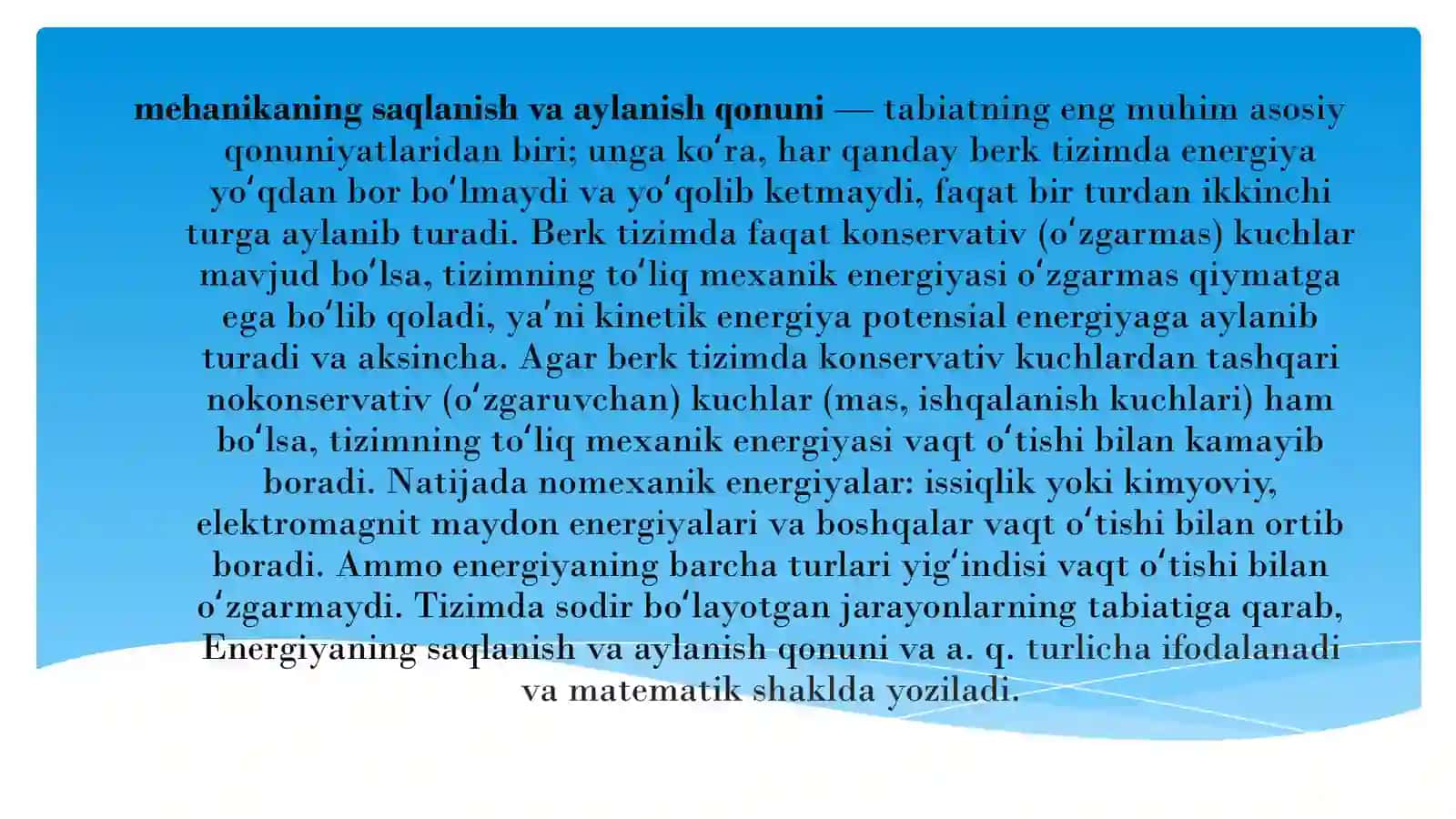 Modellashtirishda tabiatning saqlanish  qonunlarian Foydalanishga  doir  misollar 4