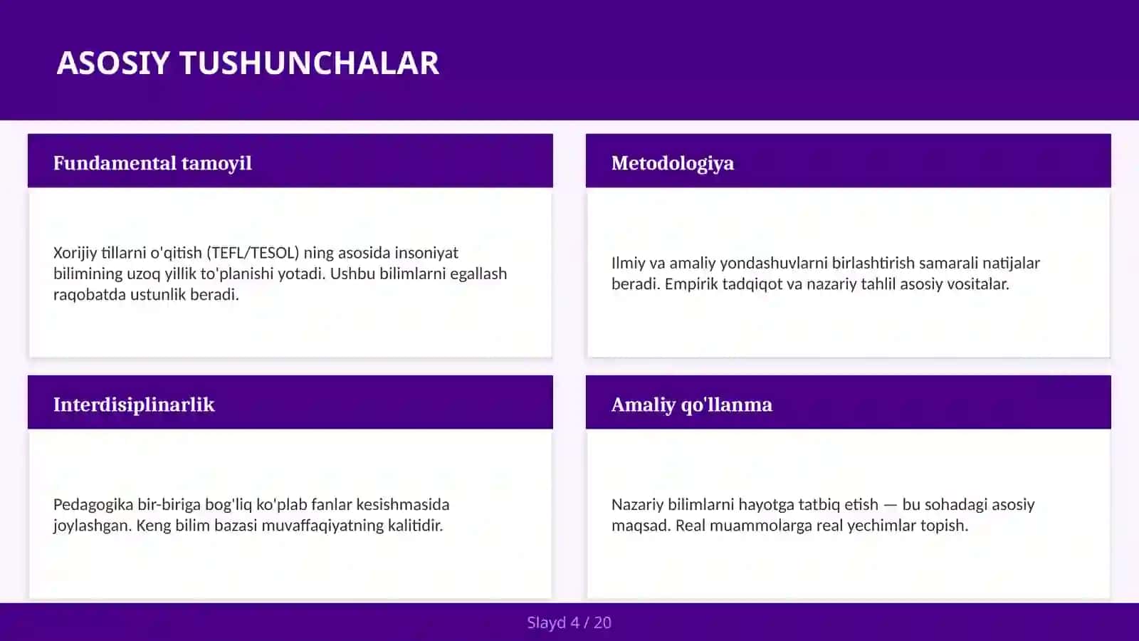 KIRISH: Xorijiy tillarni o'qitish (TEFL/TESOL) 4