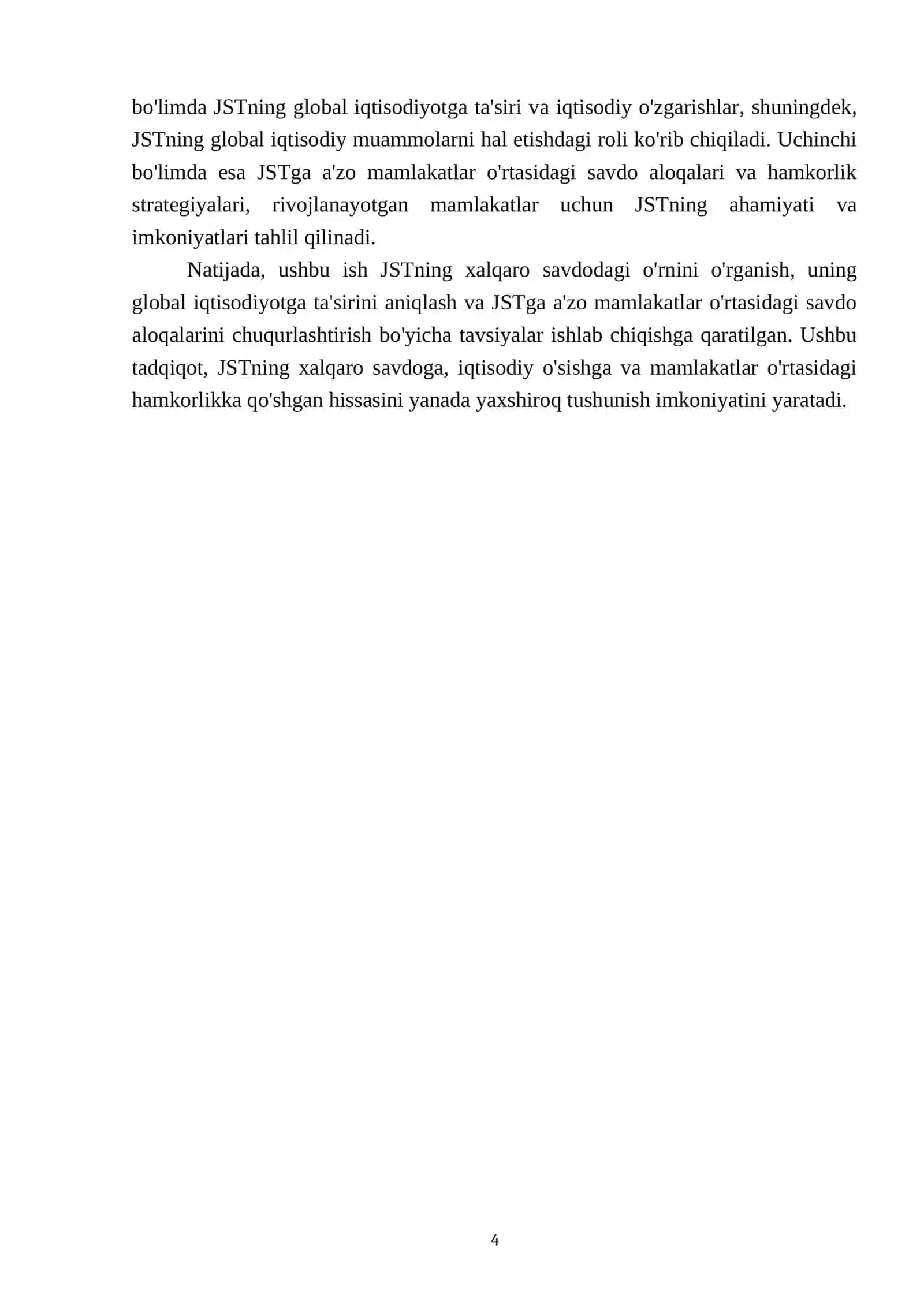 JST va uning xalqaro savdodagi o'rni 4