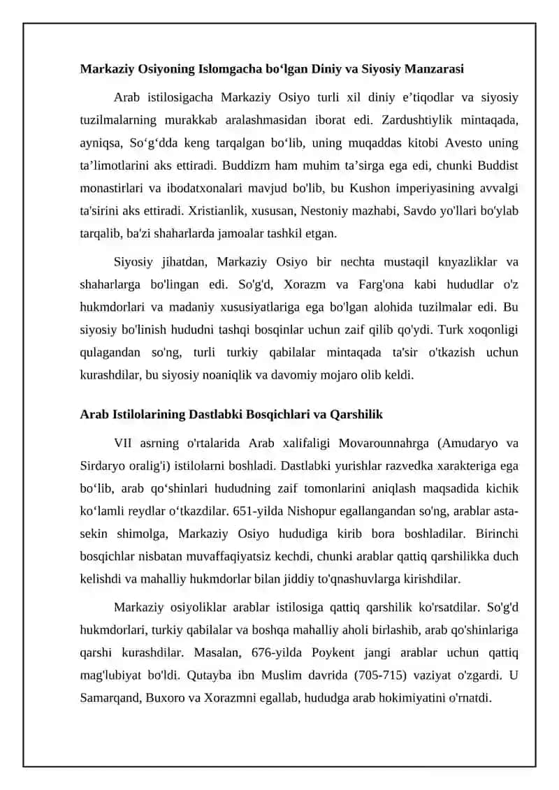 Islomning Markaziy Osiyoga kirib kelishi 4