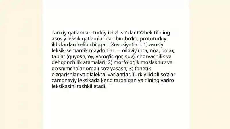 Oʻz va oʻzlashgan leksikalar 4