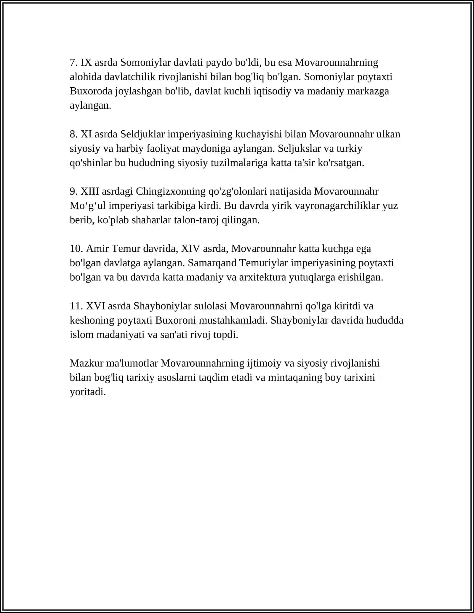 MAVZU. RIVOJLANGAN O'RTA ASRLARDA OSIYO DAVLATLARI 4