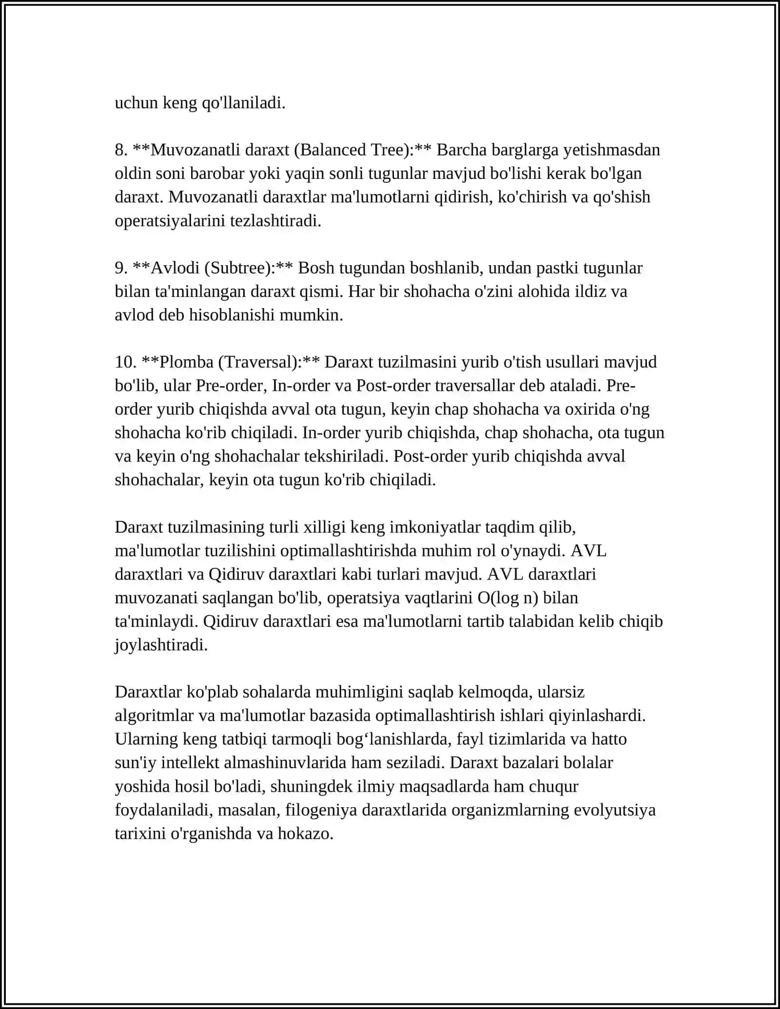 DARAXTSIMON MA’LUMOTLAR TUZILMASI VA ULAR USTIDAGI AMALLAR 4