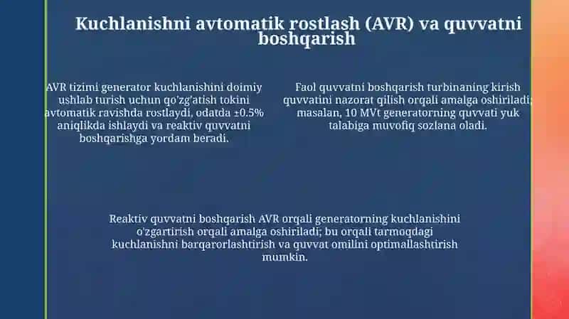Sinxron generatorning avtomatik boshqaruvi 4