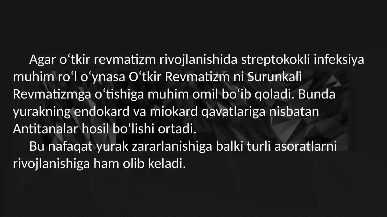 O‘tkir revmatik isitma. Ichki kasalliklar 4