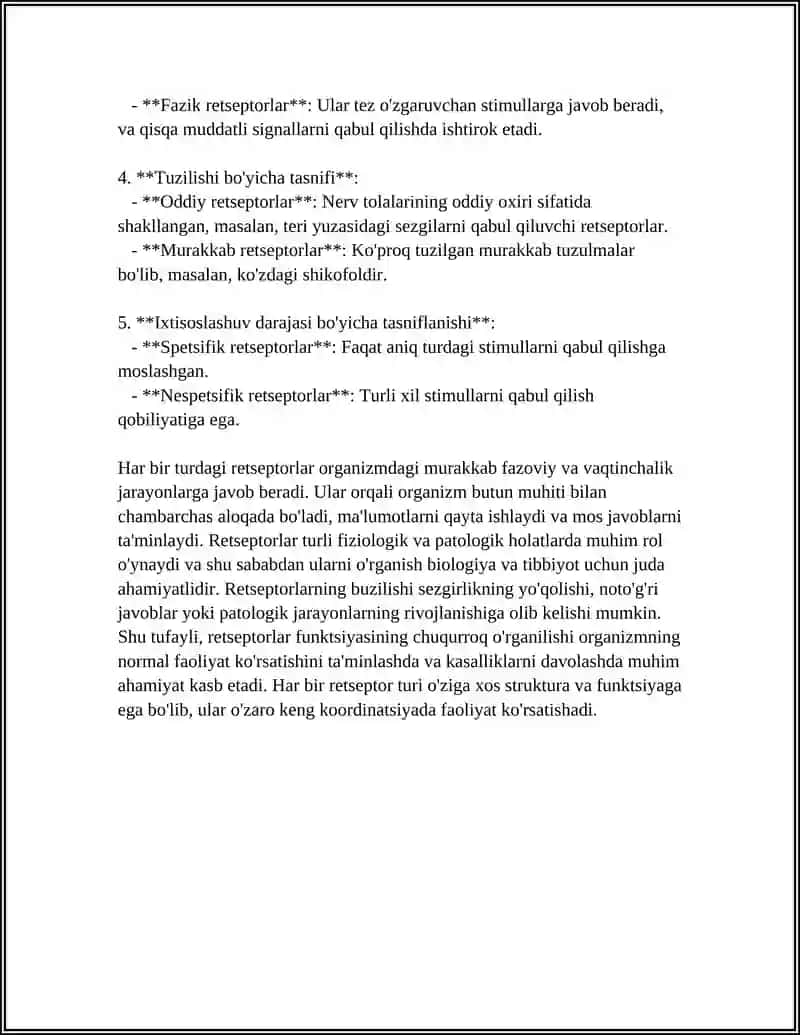 Retseptorlarning umumiy tasnifi va turlari 4