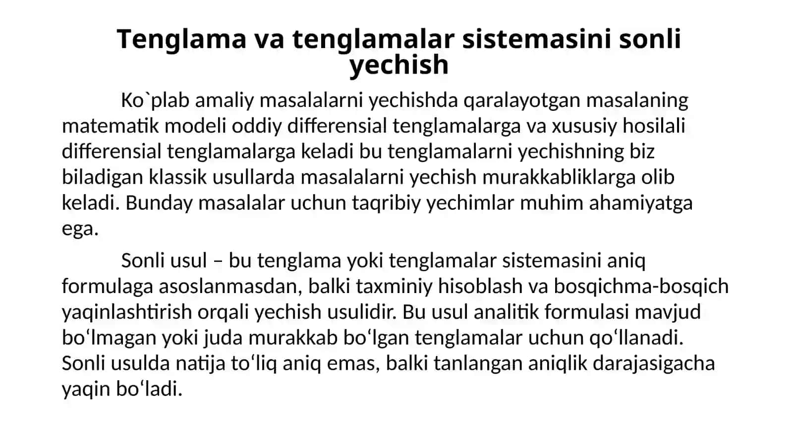 Maple muhitida tenglama va tenglamalar sistemasini analitik va sonli yechish 4