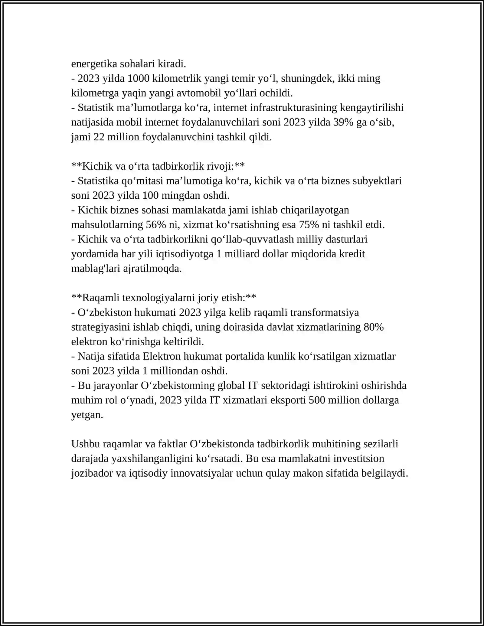 O'ZBEKISTON RESPUBLIKASIDA TADBIRKORLIKNI RIVOJLANTIRISH YULLARI 4