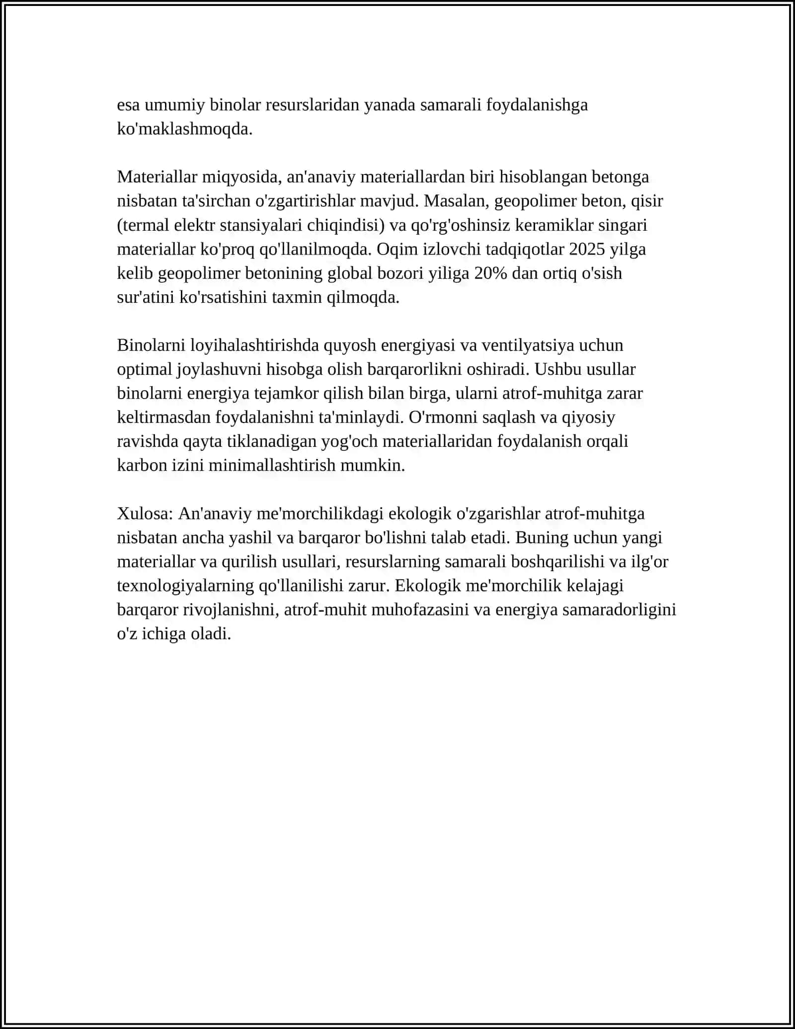 AN'ANAVIY ME'MORCHILILKDAGI O'ZGARISHLAR 4