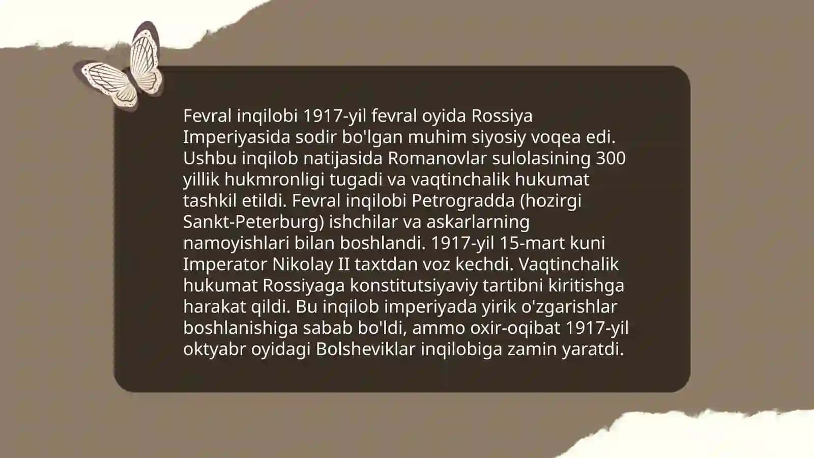 Rossiyada 1917 yil fevral inqilobi va uning Turkistonga taʼsiri 4